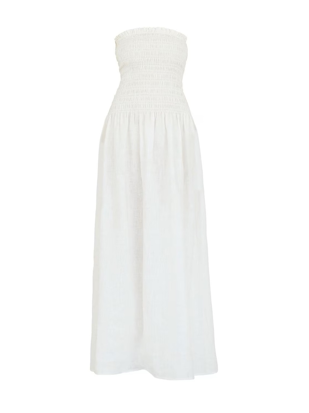 Bleusalt Strapless Smocked Midi Maxi Dress White Micromodal Size 1 Small
